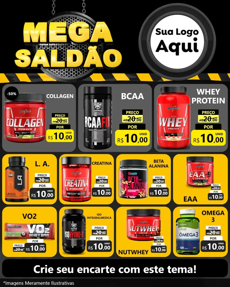 Modelo de Rede Social para Feed Instagram com o tema Mega Saldão para Suplementos alimentares