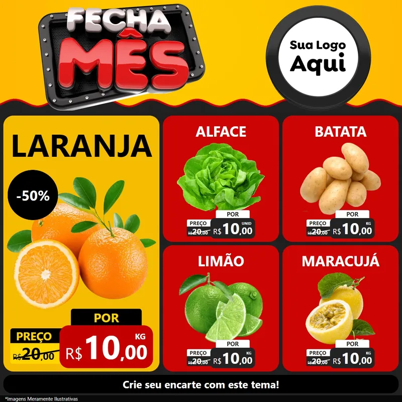 Modelo de Rede Social para Feed Facebook com o tema Fecha Mês para Hortifrúti
