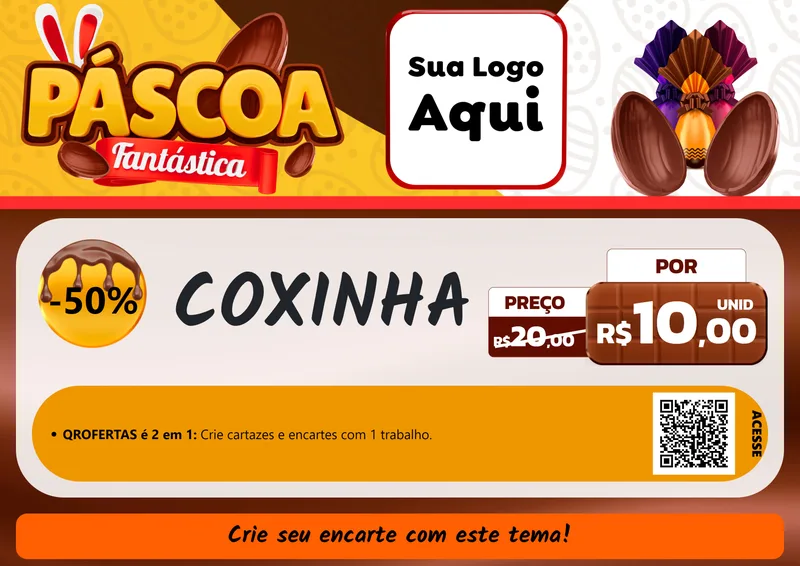 Modelo de Cartaz para Cartaz A4 Horizontal com o tema Páscoa Fantástica para Salgadaria