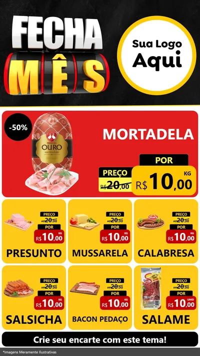 Modelo de Rede Social para Stories com o tema Fecha Mês para Frios e Laticínios