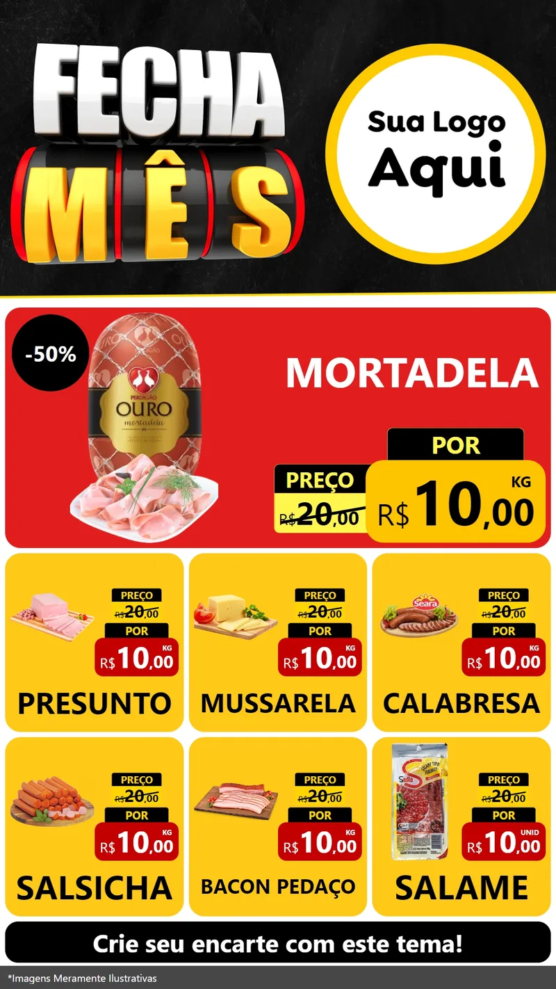 Modelo de Rede Social para Stories com o tema Fecha Mês para Frios e Laticínios