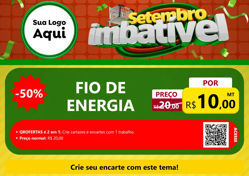 Modelo de Cartaz para Cartaz A4 Horizontal com o tema Setembro Imbatível para Materiais Elétricos