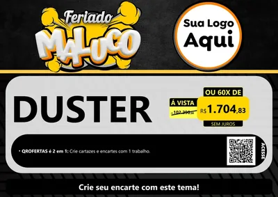 Modelo de Cartaz para Cartaz A4 Horizontal com o tema Feriado Maluco para Concessionaria de Carros