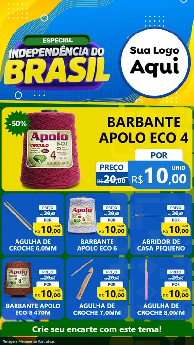 Modelo de Rede Social para Stories com o tema Especial Independência do Brasil para Armarinho e Aviamentos