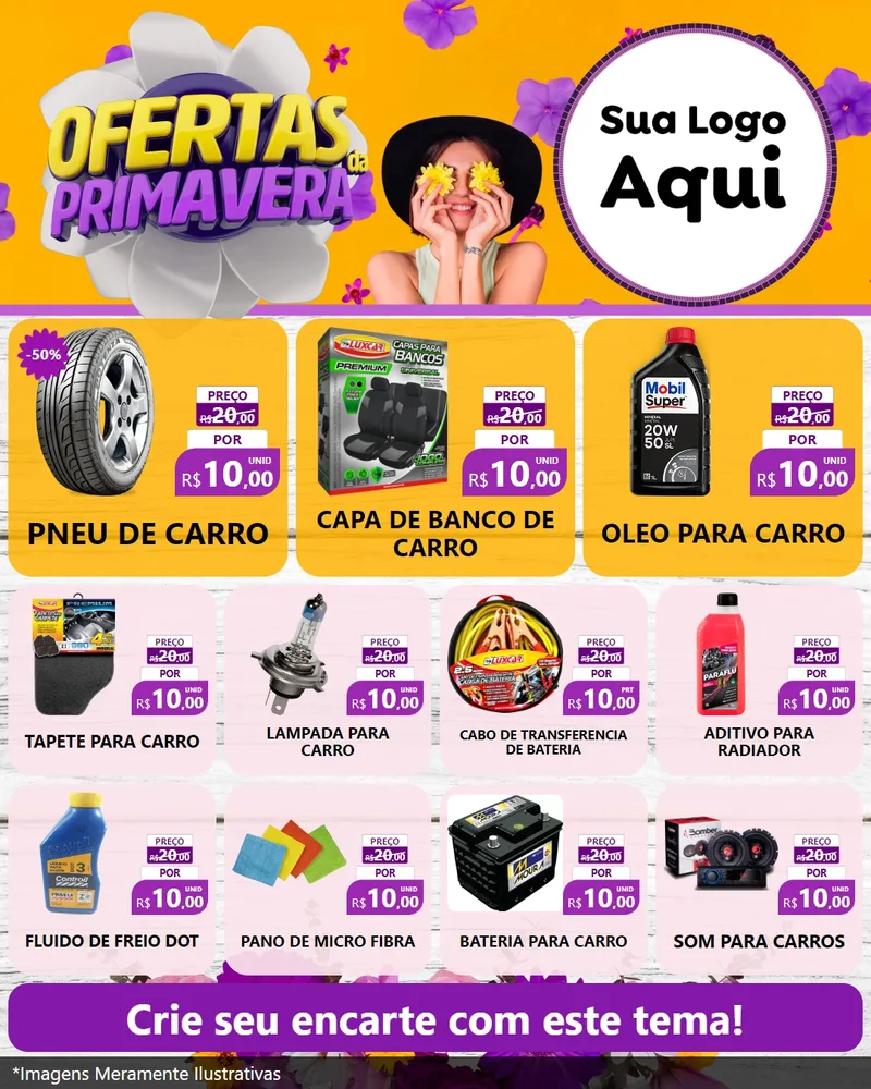 Modelo de Rede Social para Feed Instagram com o tema Ofertas Da Primavera para Auto peças