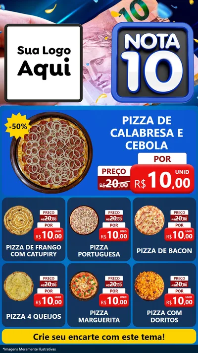 Modelo de Rede Social para Stories com o tema Nota 10 para Pizzaria