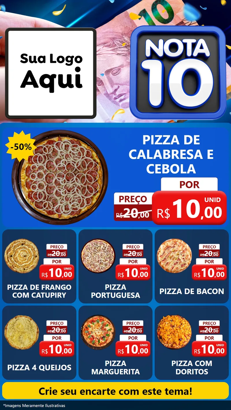 Modelo de Rede Social para Stories com o tema Nota 10 para Pizzaria