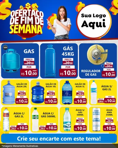 Modelo de Rede Social para Feed Instagram com o tema Ofertaço de Fim de Semana para Água e gás