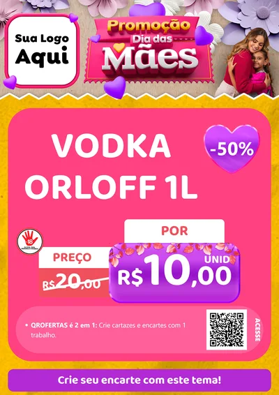 Modelo de Cartaz para Cartaz A4 Vertical com o tema Promoção Dia das Mães para Distribuidora de bebidas
