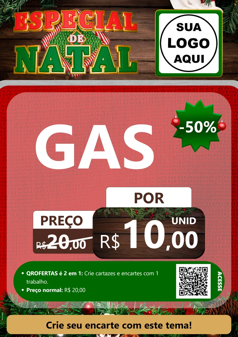 Modelo de Cartaz para Cartaz A4 Vertical com o tema Especial de Natal para Água e gás