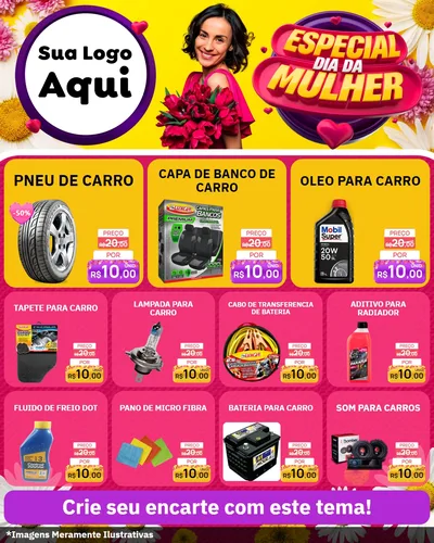 Modelo de Rede Social para Feed Instagram com o tema Especial Dia da Mulher para Auto peças