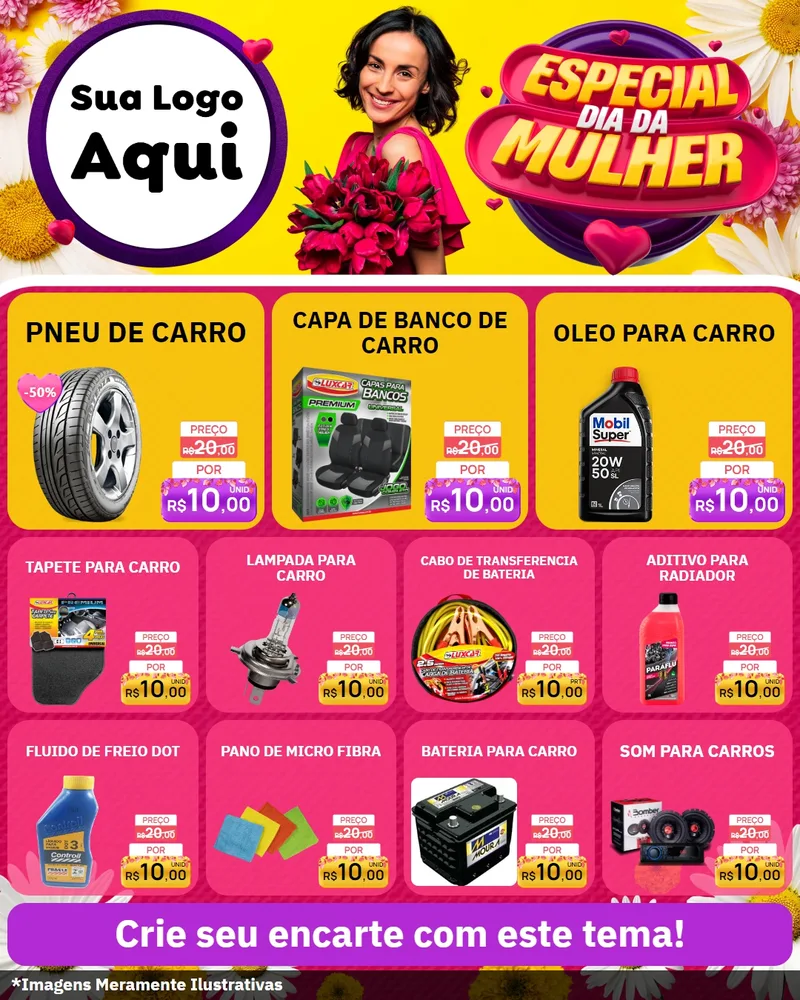 Modelo de Rede Social para Feed Instagram com o tema Especial Dia da Mulher para Auto peças