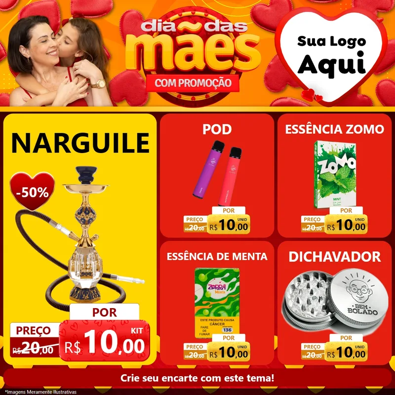Modelo de Rede Social para Feed Facebook com o tema Dia das Mães com Promoção para Tabacaria