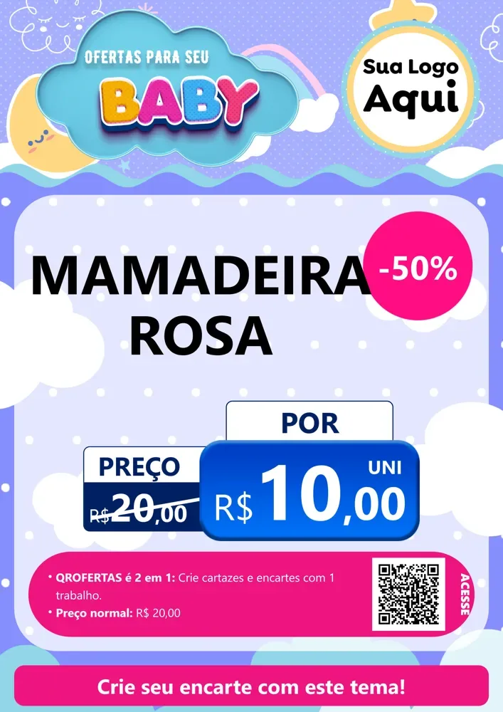 Modelo de Cartaz para Cartaz A4 Vertical com o tema Ofertas Para Seu Bebê para Bebês