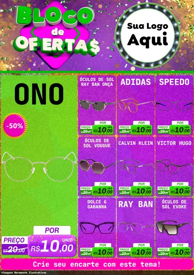 Modelo de Encarte para Encarte A4 Vertical com o tema Bloco de Ofertas para Óticas