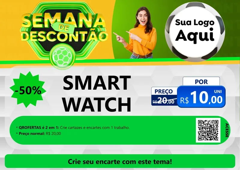 Modelo de Cartaz para Cartaz A4 Horizontal com o tema Semana de Descontão - Copa para Informática