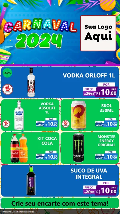 Modelo de TV para TV Vertical com o tema Carnaval 2027 para Distribuidora de bebidas