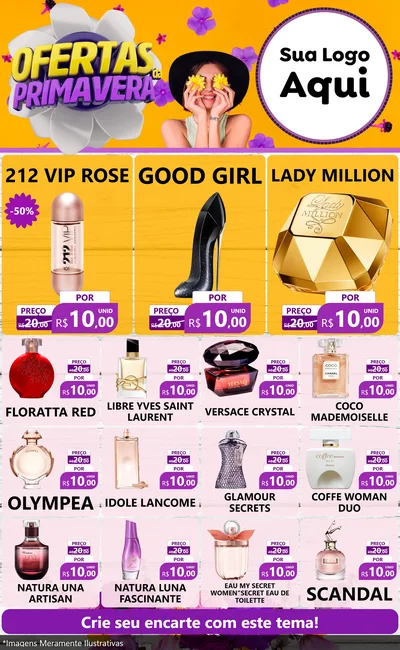 Modelo de Encarte para Encarte Grande com o tema Ofertas Da Primavera para Perfumes