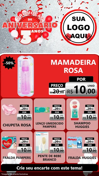 Modelo de Rede Social para Stories com o tema Promoção de Aniversário - 3 Anos para Bebês