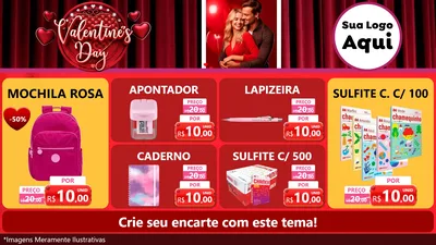 Modelo de TV para TV Horizontal com o tema Valentine's Day para Papelaria