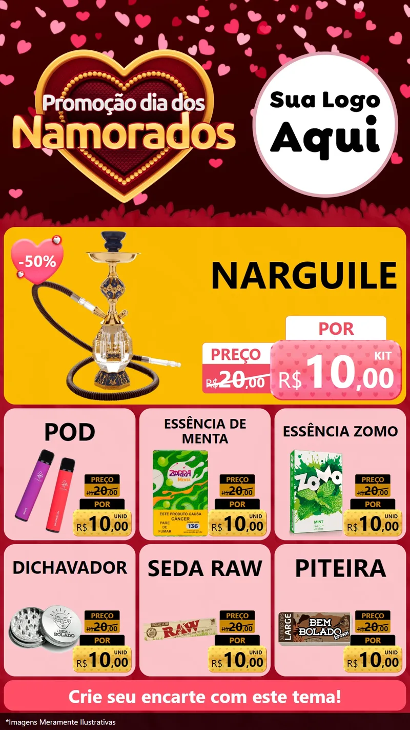 Modelo de Rede Social para Stories com o tema Promoção Dia Dos Namorados para Tabacaria