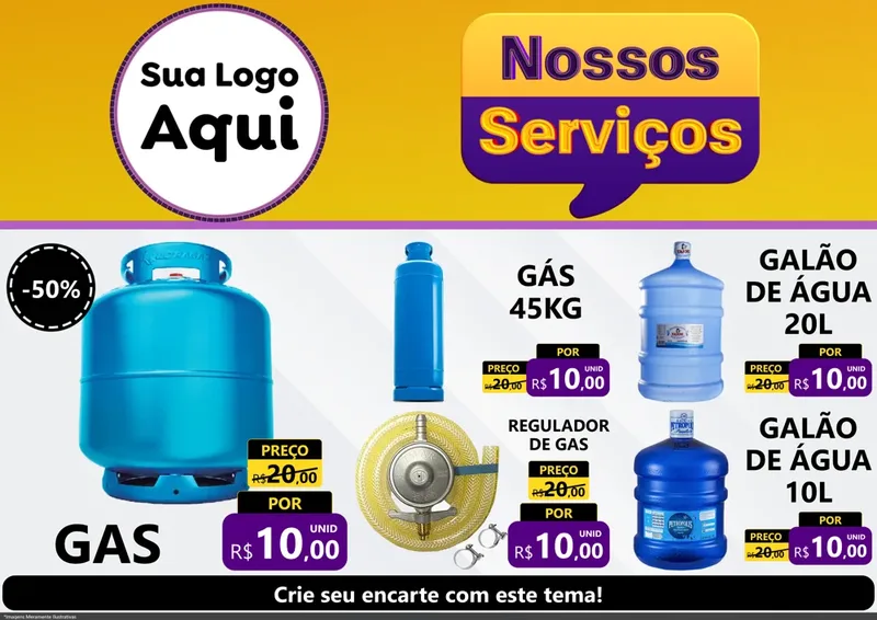 Modelo de Encarte para Encarte A4 Horizontal com o tema Nossos Serviços para Água e gás
