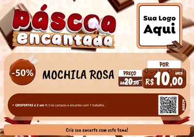 Modelo de Cartaz para Cartaz A4 Horizontal com o tema Páscoa Encantada para Papelaria