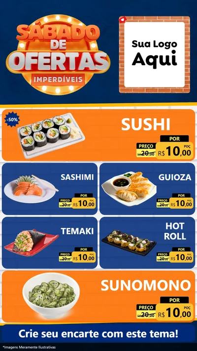 Modelo de TV para TV Vertical com o tema Sábado de Ofertas Imperdíveis para Comida japonesa