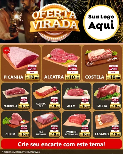 Modelo de Rede Social para Feed Instagram com o tema Oferta da Virada para Açougue