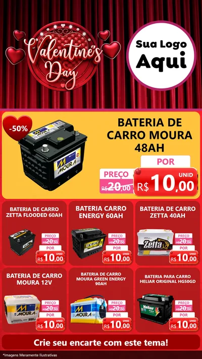 Modelo de Rede Social para Stories com o tema Valentine's Day para Baterias Elétricas