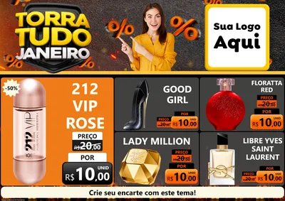 Modelo de Encarte para Encarte A4 Horizontal com o tema Torra Tudo Janeiro para Perfumes