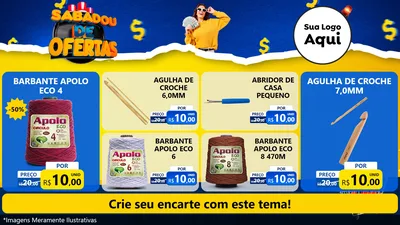 Modelo de TV para TV Horizontal com o tema Sabadou de Ofertas para Armarinho e Aviamentos