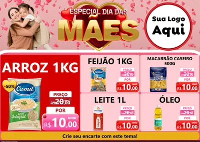 Modelo de Encarte para Encarte A4 Horizontal com o tema Especial Dia Das Mães para Supermercado