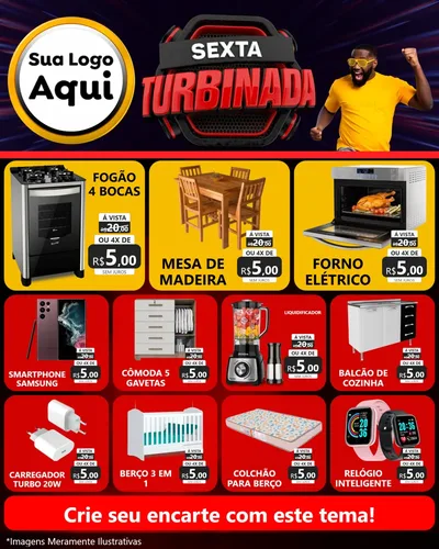 Modelo de Rede Social para Feed Instagram com o tema Sexta Turbinada para Móveis e Eletro