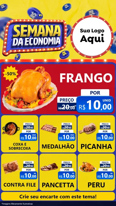Modelo de Rede Social para Stories com o tema Semana da Economia para Assados