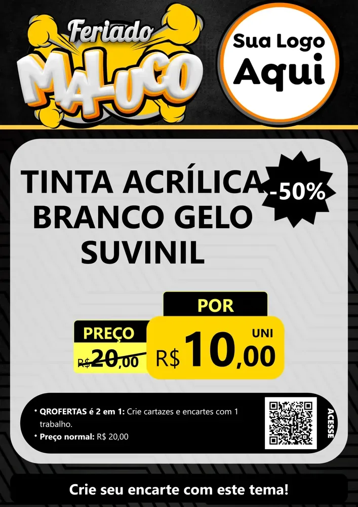 Modelo de Cartaz para Cartaz A4 Vertical com o tema Feriado Maluco para Tintas e Ferramentas