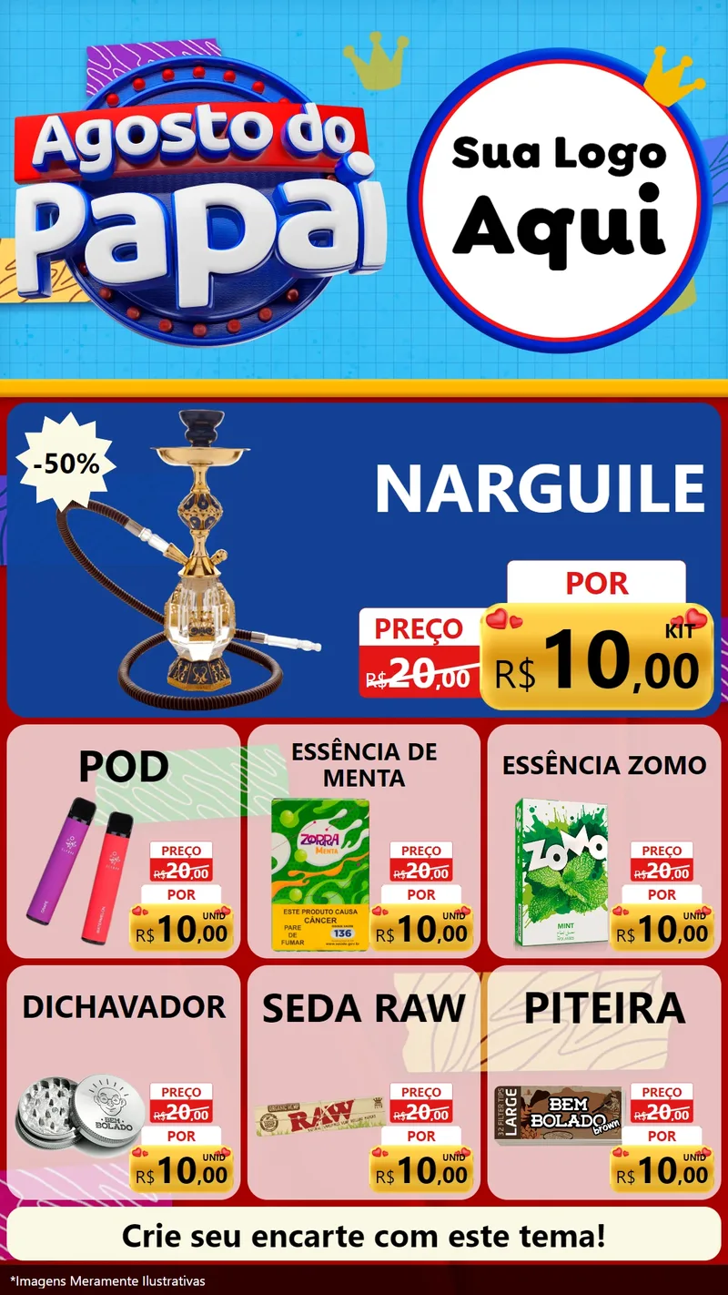 Modelo de Rede Social para Stories com o tema Agosto do Papai para Tabacaria