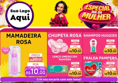 Modelo de Encarte para Encarte A4 Horizontal com o tema Especial Dia da Mulher para Bebês