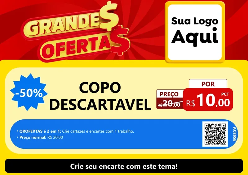 Modelo de Cartaz para Cartaz A4 Horizontal com o tema Grandes Ofertas para Embalagens