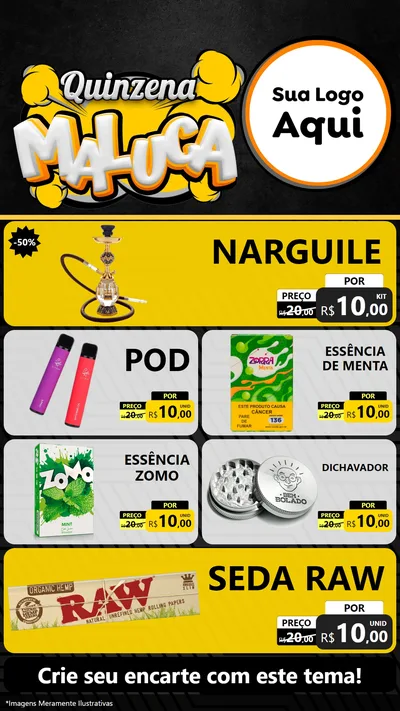Modelo de TV para TV Vertical com o tema Quinzena Maluca para Tabacaria