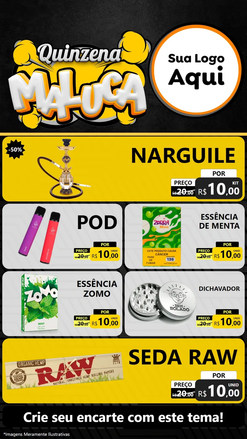 Modelo de TV para TV Vertical com o tema Quinzena Maluca para Tabacaria