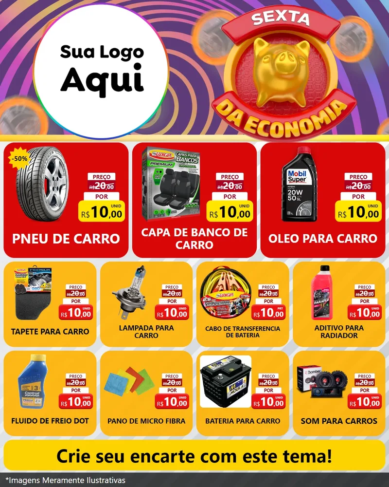 Modelo de Rede Social para Feed Instagram com o tema Sexta da Economia para Auto peças