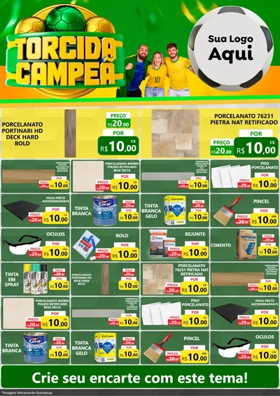 Modelo de Encarte para Encarte A4 Vertical com o tema Torcida Campeã - Copa para Pisos e revestimentos