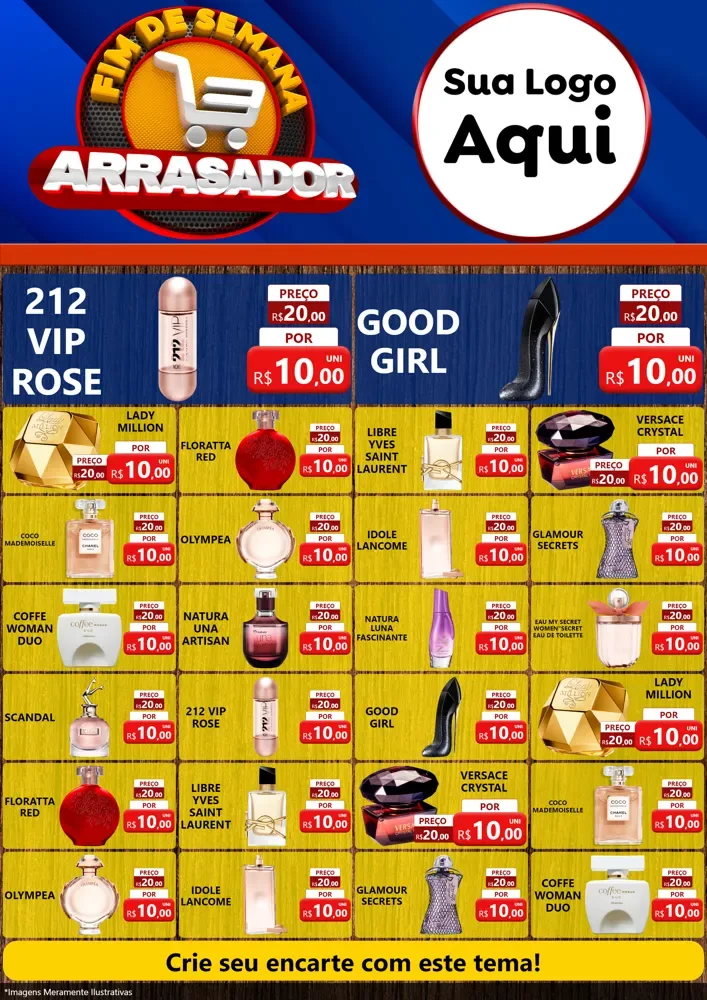 Modelo de Encarte para Encarte A4 Vertical com o tema Fim De Semana Arrasador para Perfumes