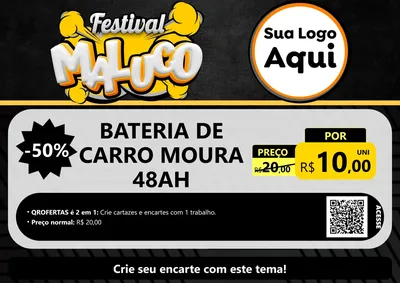 Modelo de Cartaz para Cartaz A4 Horizontal com o tema Festival Maluco para Baterias Elétricas