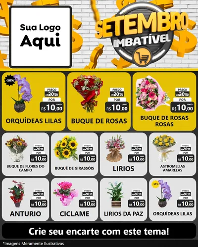 Modelo de Rede Social para Feed Instagram com o tema Setembro Imbatível para Floricultura e jardim