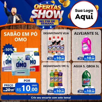 Modelo de Rede Social para Feed Facebook com o tema Ofertas Show No Fim De Semana para Produtos de Limpeza