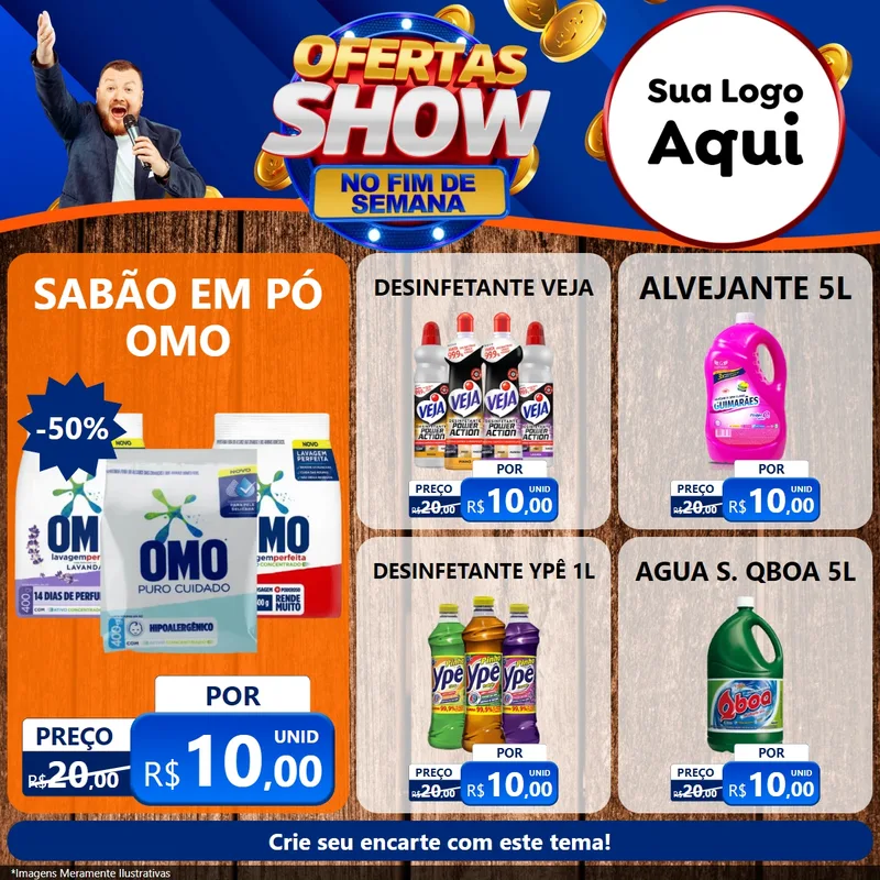 Modelo de Rede Social para Feed Facebook com o tema Ofertas Show No Fim De Semana para Produtos de Limpeza