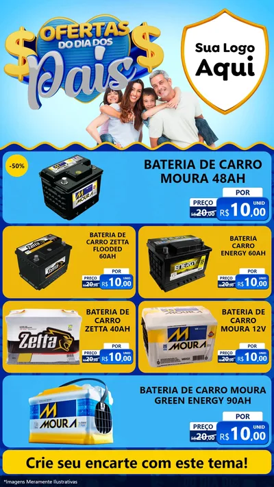 Modelo de TV para TV Vertical com o tema Ofertas do Dia dos Pais para Baterias Elétricas