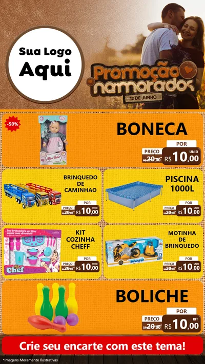 Modelo de TV para TV Vertical com o tema Promoção Namorados para Brinquedos